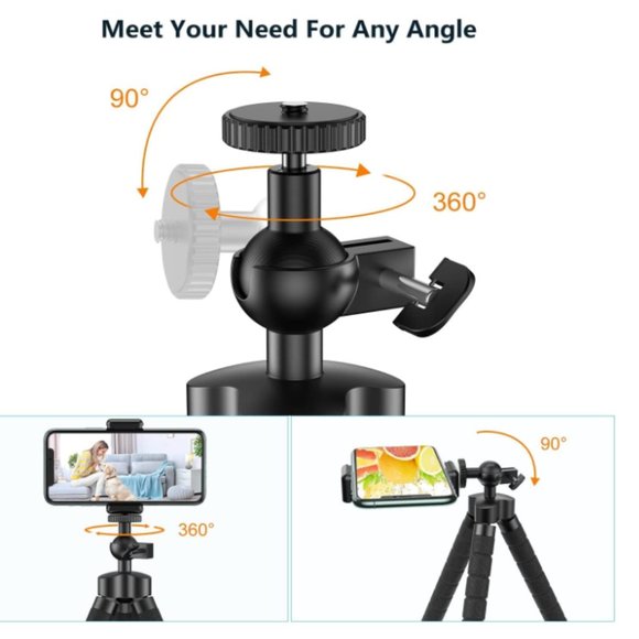 SKYBD Phone Tripod, Portable and Flexible Tripod with Wireless Remote and Clip, - Picture 2 of 6